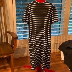 Nordstrom Navy and White Striped Midi Dress